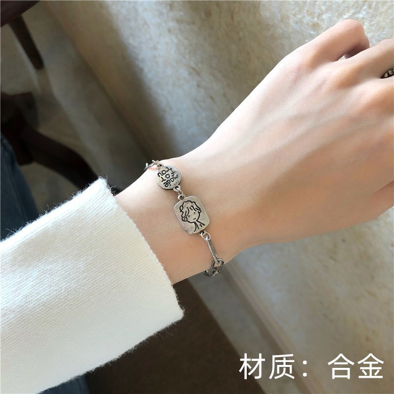 Vòng Tay Hai Lớp Bằng Thép Titan Phong Cách Hip Hop Hàn Quốc Cho Nam Và Nữ C359