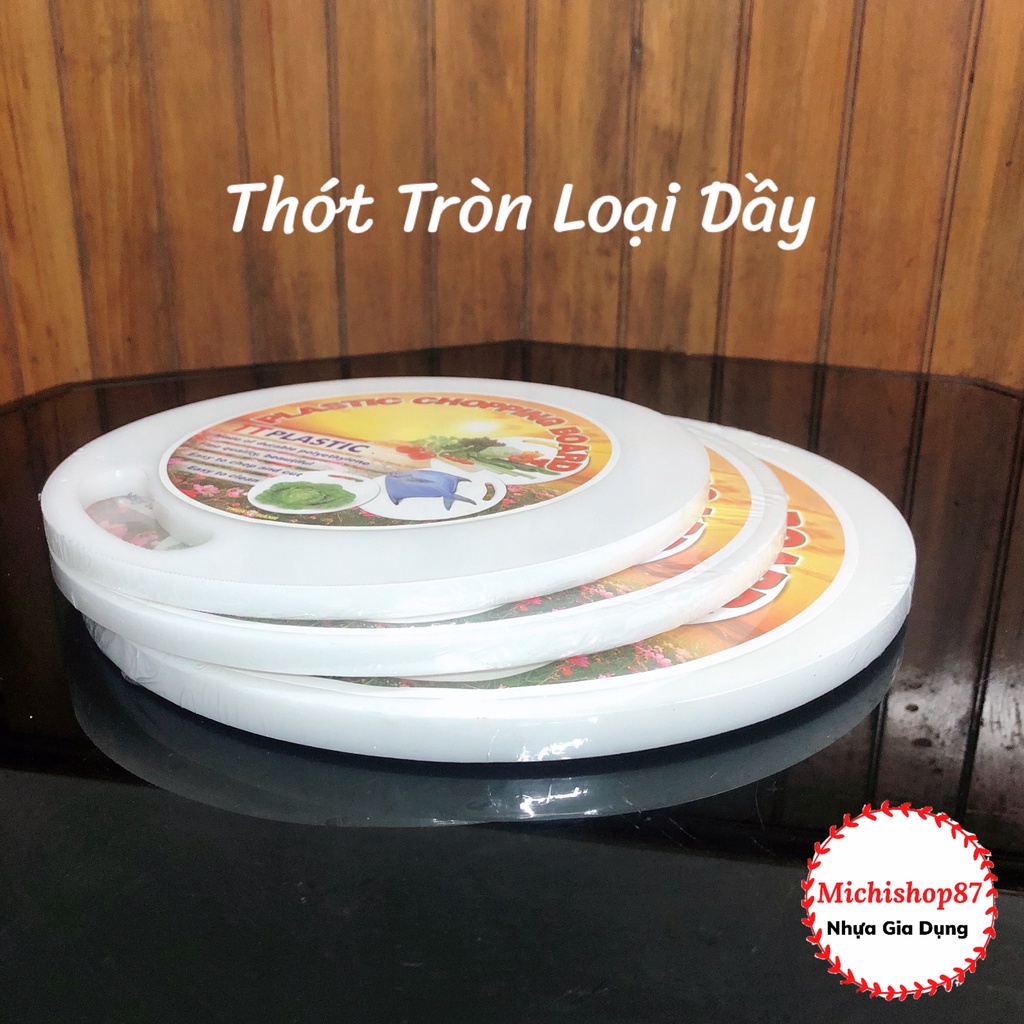 Thớt Nhựa Tròn 3 Size Loại Dầy - Mỏng Nhựa Việt Nhật Cao Cấp Kháng Khuẩn Nhà Bếp