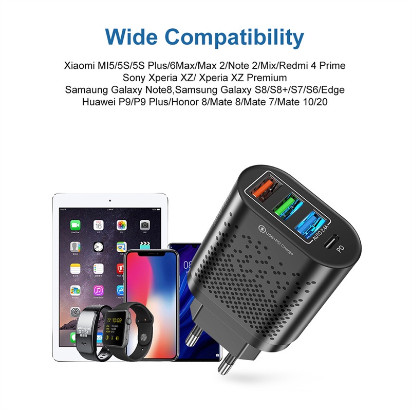 Đầu sạc nhanh QC3.0 48W PD 3 cổng USB Bộ sạc dự phòng
