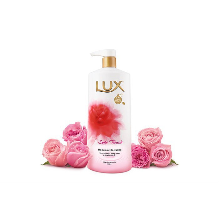 Sữa tắm Lux Soft Touch tinh dầu hoa hồng Pháp chai 530g