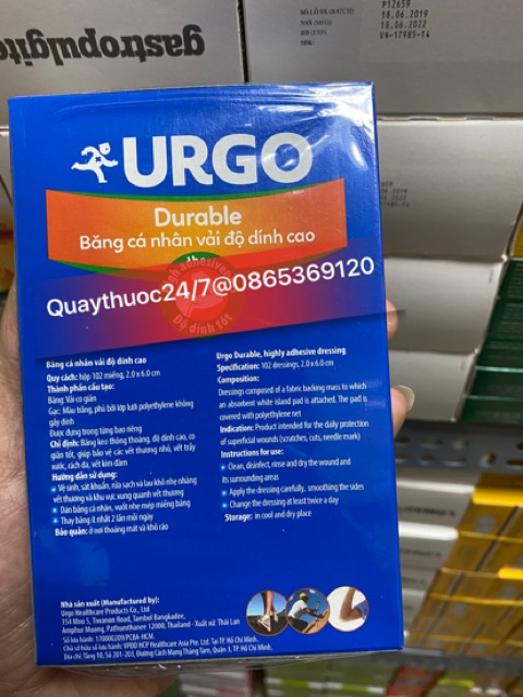 ✅BĂNG CÁ NHÂN URGO DURABLE (102 miếng)