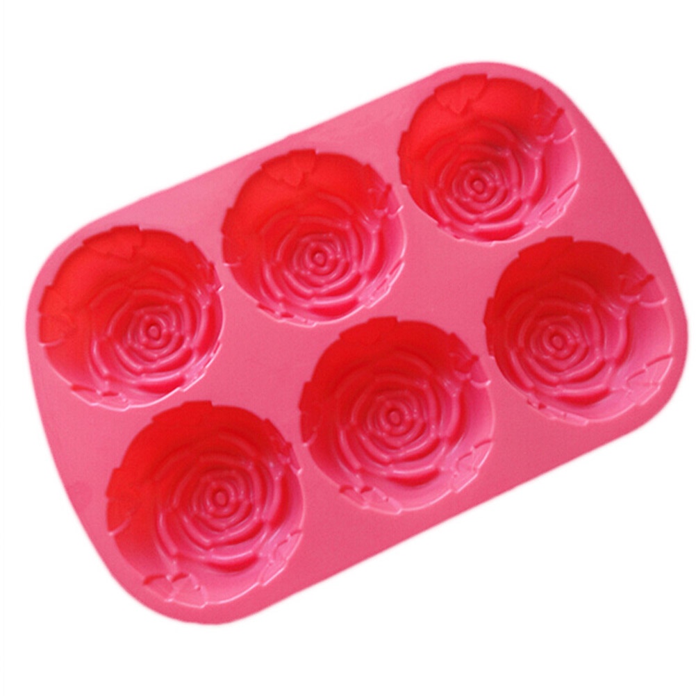 Khuôn Silicone Làm Kẹo Đường / Soocola 6 Ngăn Hình Hoa Hồng