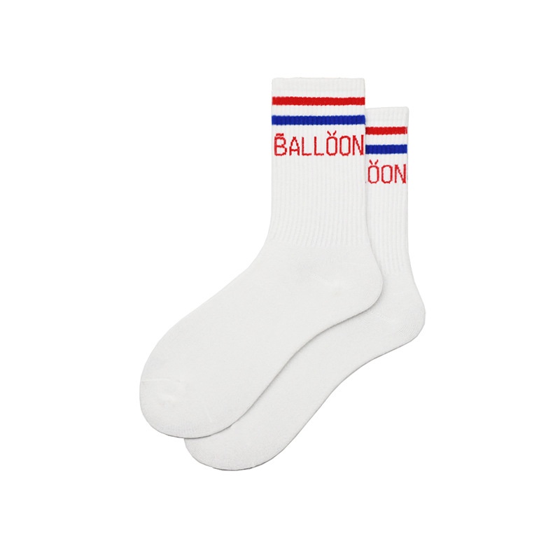 Vớ cổ cao WAFNHA D582 họa tiết sọc ngang có in chữ độc đáo cho nam nữ