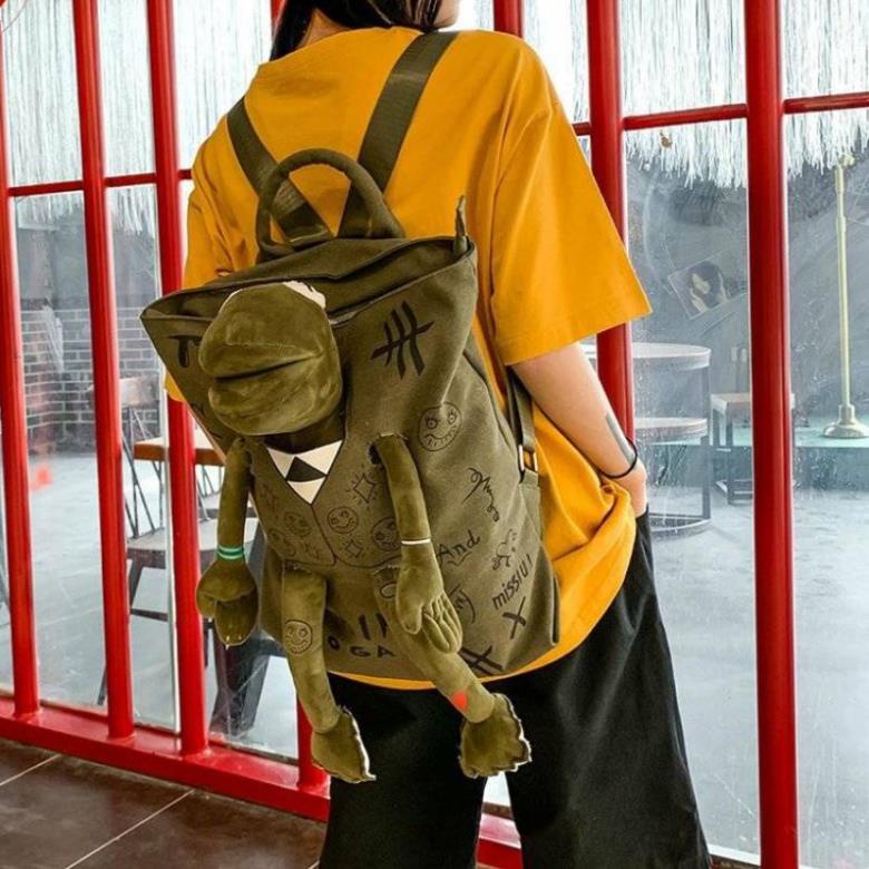 Balo Đi Học Hình Ếch Hàng xịn chất dày dặn 2 lớp