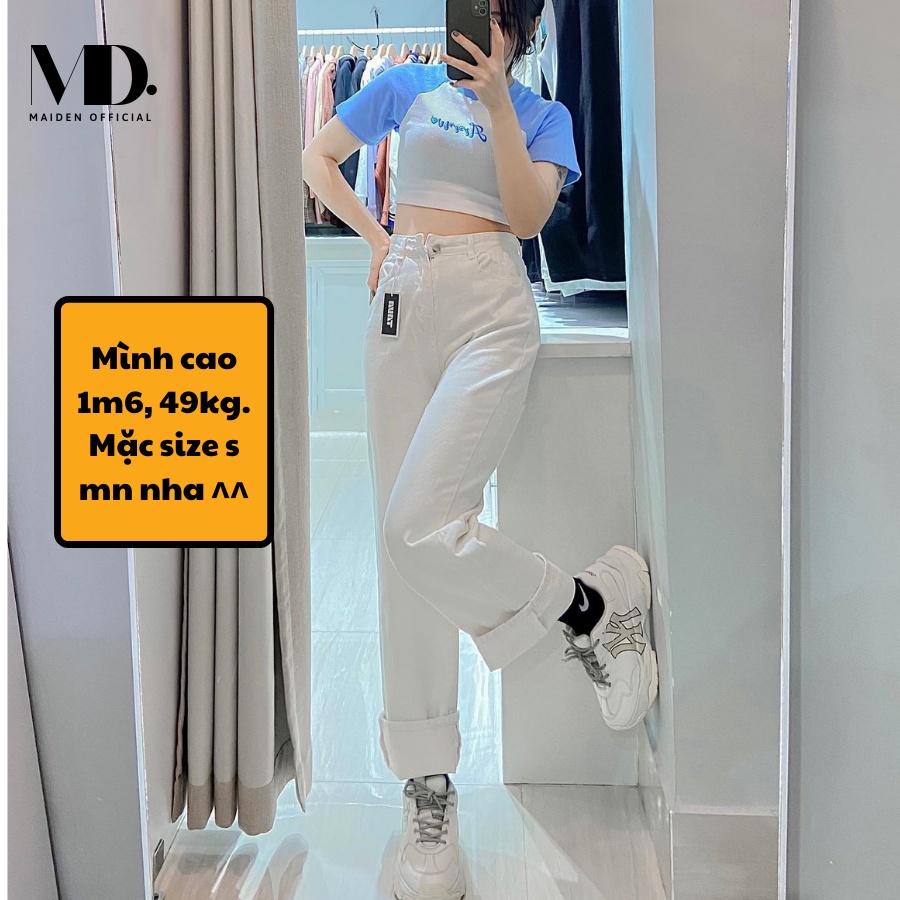 Quần Jean Nữ Dáng Suông Ống Rộng Màu Trắng MD26 | BigBuy360 - bigbuy360.vn