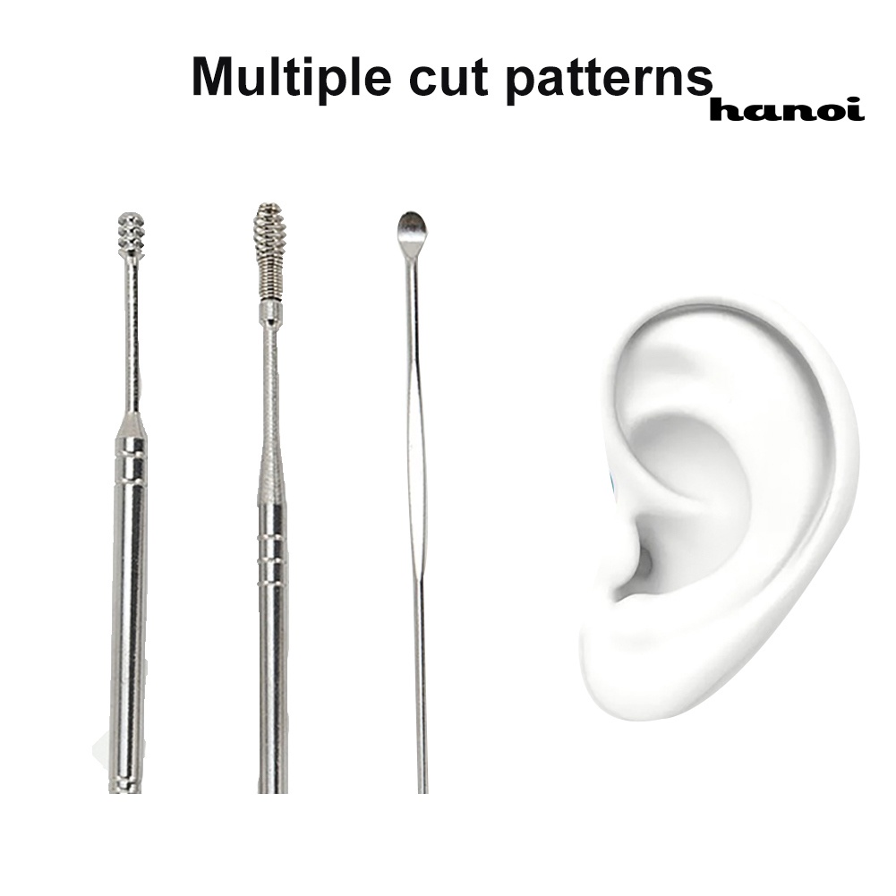 [Hàng mới về] Set 6 dụng cụ vệ sinh tai bằng thép không gỉ nhỏ gọn tiện dụng