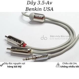 [Mã ELMS10 giảm 6% đơn 50K] Dây Tín Hiệu 3.5 ra 2Av BENKIN, Màu Xám, Chống Nhiễu Tốt, Bảo Hành 6 Tháng (Hàng Bãi Mỹ)
