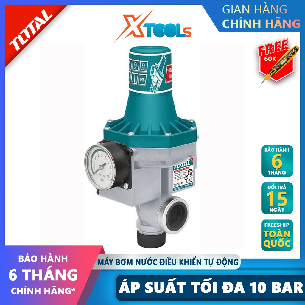 RỜ LE điều khiển tự động cho máy bơm TOTAL TWPS102 Rờ le tự động Áp suất tối đa 10 bar Dòng điện liên tục 10A