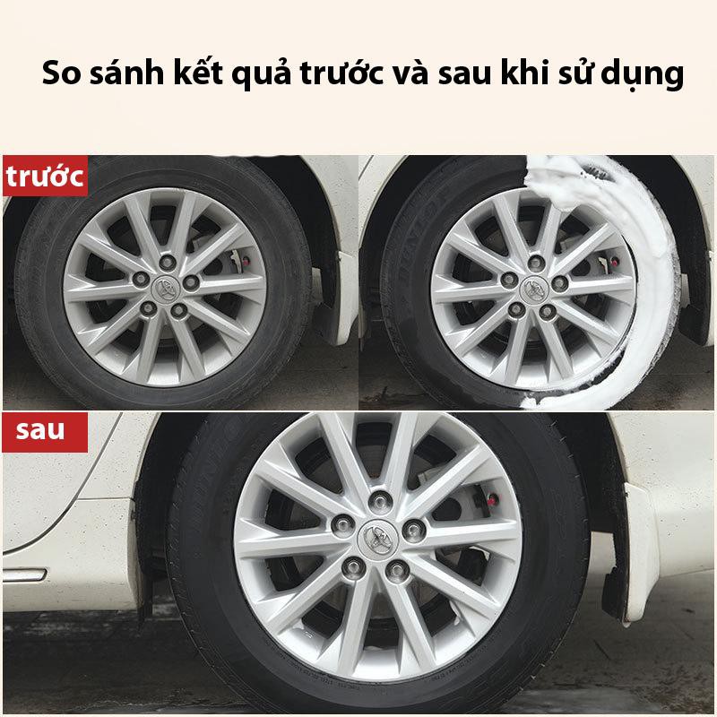 Chai xịt làm mới lốp bánh Xe ô tô, xe máy,loại bỏ mốc bẩn trên cao su đen, Chai lớn 650ml - TYRE POLISH