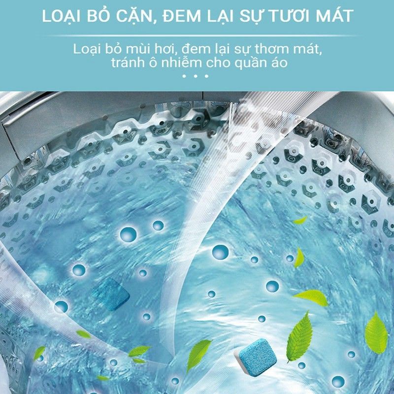 Viên Tẩy Vệ Sinh Lồng Máy Giặt - Hộp 12 viên Diệt Khuẩn - Tẩy Cặn Bẩn Máy Giặt VTL12
