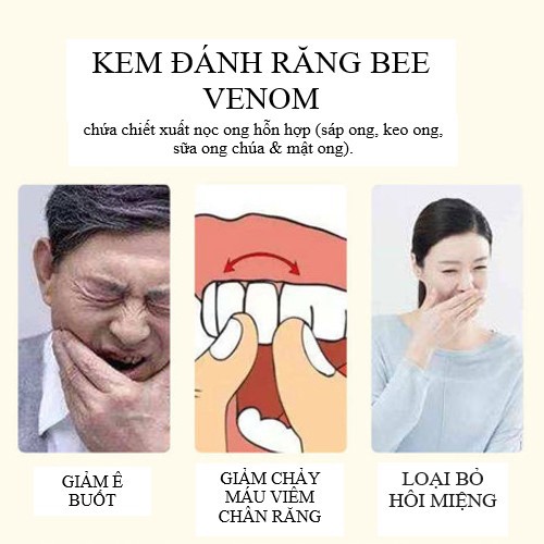 Kem đánh răng nọc Ong tự nhiên chống viêm nứu, sâu răng giảm ê buốt răng Be Venom 110g