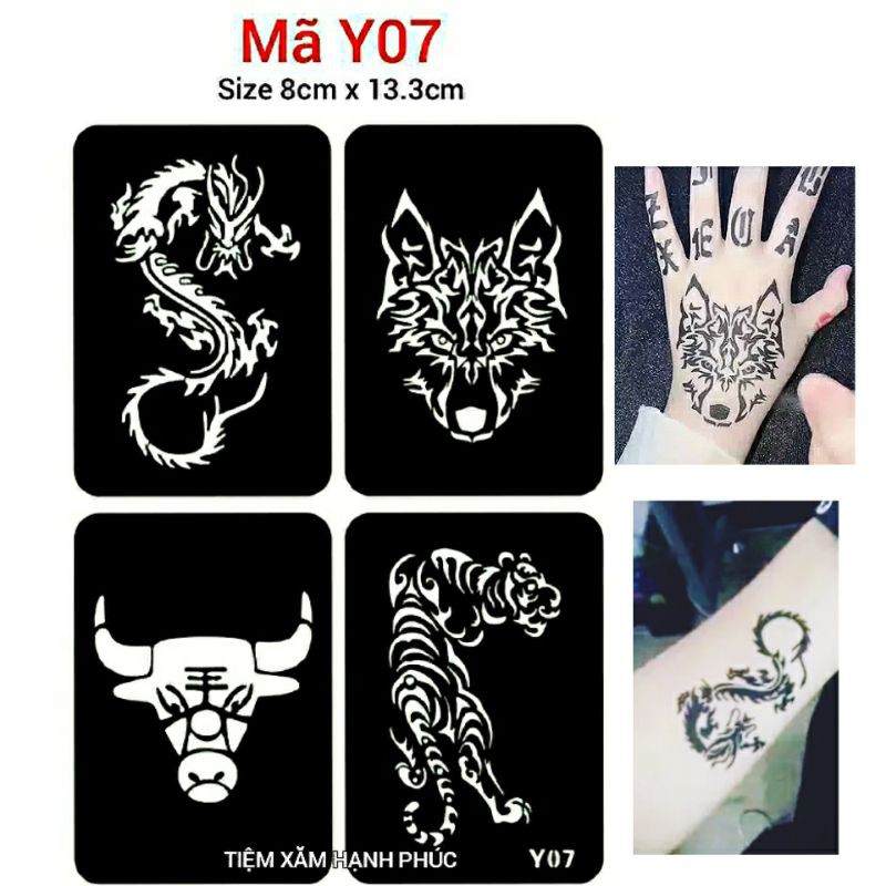 Khuôn hình xăm tạm thời gồm 4 hình xăm giả mã Y07
