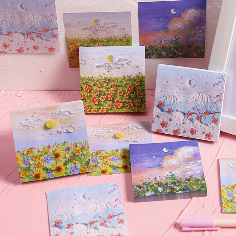 Giấy Ghi Chú Họa Tiết Tranh Sơn Dầu Đẹp Mắt note