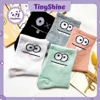 Combo 5 đôi vớ nữ dài vân dọc họa tiết đôi mắt lém lỉnh hài hước đáng yêu