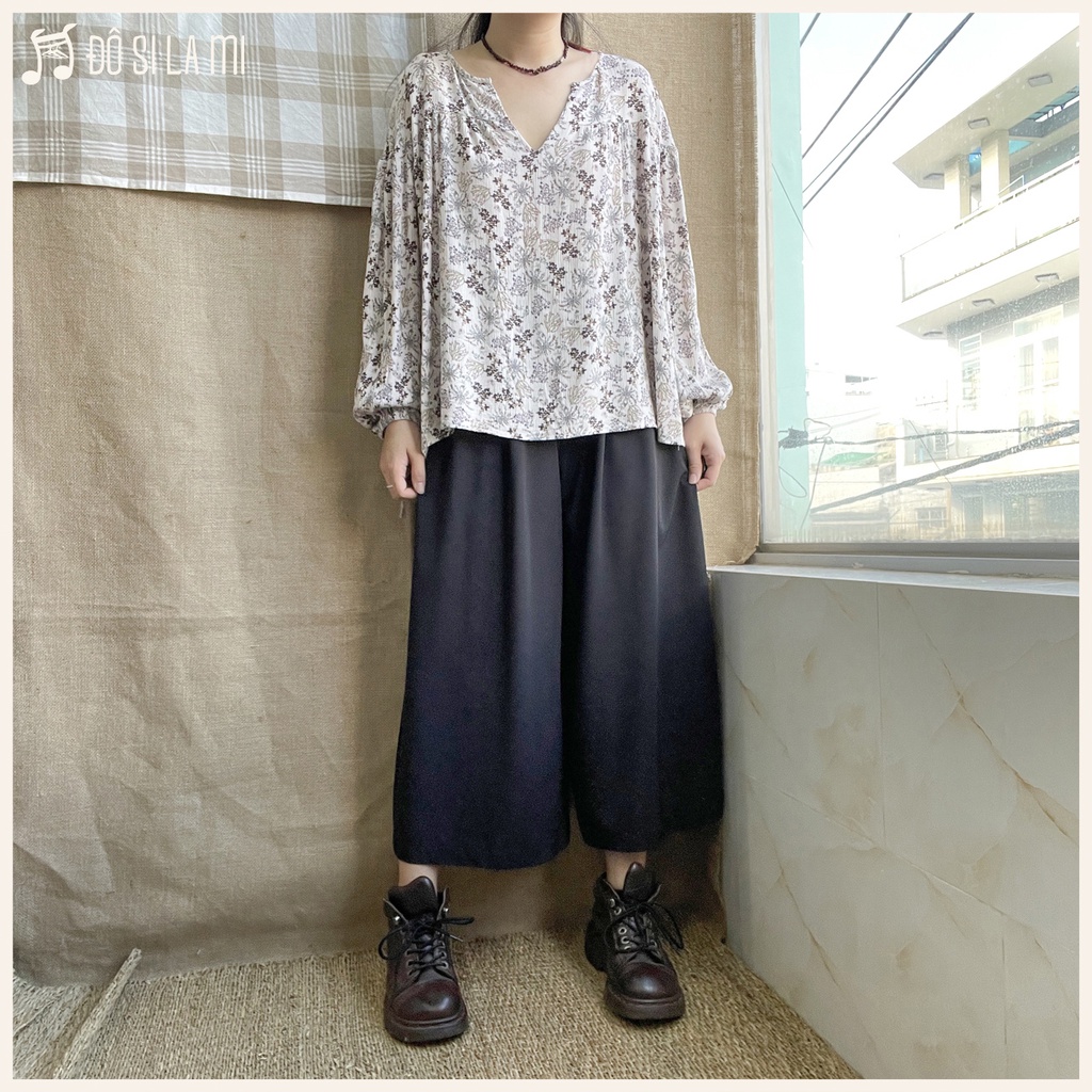 Combo Áo Kiểu Hoa  + Quần Culottes Đen | Secondhand | Đô Si La Mi | A98 |
