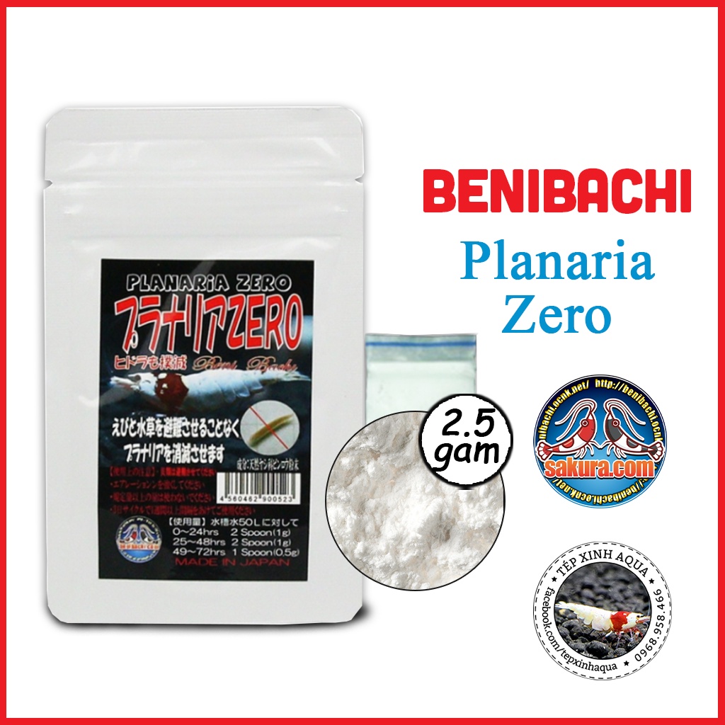 Diệt sán Benibachi Planaria Zero(Gói Chết 2,5G)- diệt ốc hại,thủy tức,giun trong hồ thủy sinh và tép cảnh[TÉP XINH AQUA]