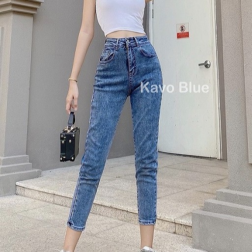 Quần Bò Nữ Baggy Dáng Lỡ Màu Ghi Đá KAVO BLUE BY93-87