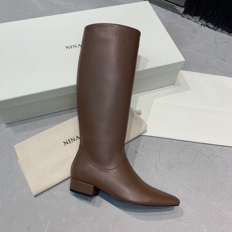 boots nữ cao cổ khuôn hở Khóa phần cứng tùy chỉnh, đế ngoài bằng da nhập khẩu từ Ý nina ricci