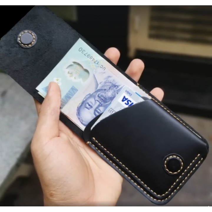 XẢ KHO CUỐI NĂM Ví Slim Wallet Da Bò May Thủ Công Handmade