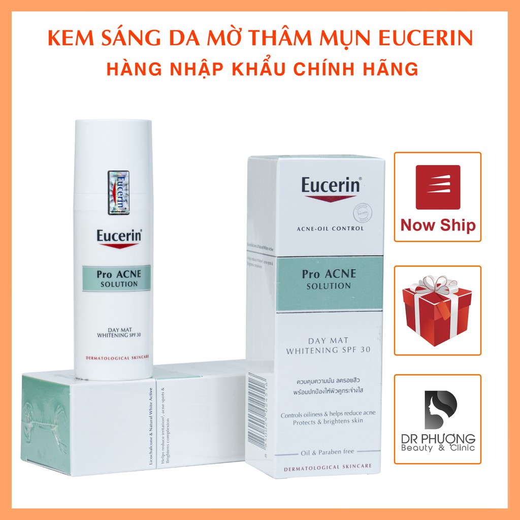 Eucerin Pro ACNE Solution Day Mat Whitening SPF 30: Kem Dưỡng Trắng, Chống Nắng Ban Ngày Cho Da Mụn