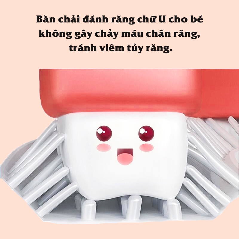 Bàn chải silicon cho bé, Bàn chải đánh răng chữ U cho bé 1-10 tuổi siêu mềm mại và an toàn Baby-S – SI019