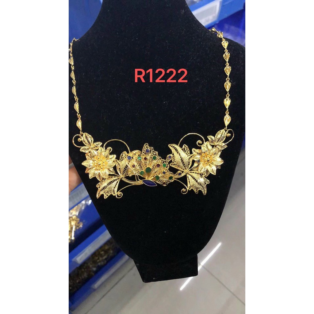 Dây Chuyền Cưới Màu 24k Chạm Hoa Mai - Thiết Kế Chuẩn - Trang Sức Cưới - Bền Màu - Không Dị ứng - Mẫu 4