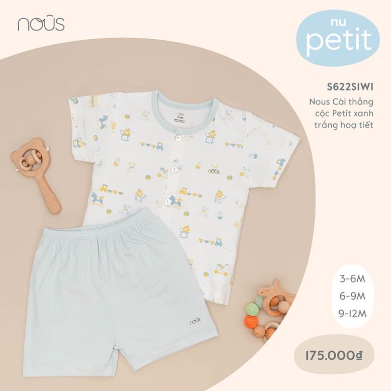 [Nous] Bộ quần áo cài thẳng Nous - Chất Liệu Nu Petit kháng khuẩn mềm min (Size Từ 3-9M)
