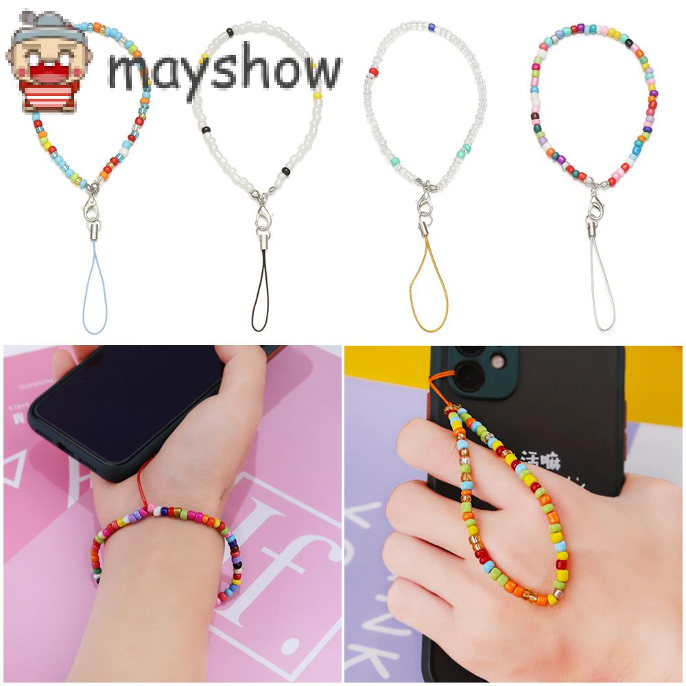 MAYSHOW Universal Mobile Chain Colorful Phone Bracelet Phone Charm Strap for Keys Gift Lanyard Girls Lady Phone Case Hanging Cord Acrylic Bead