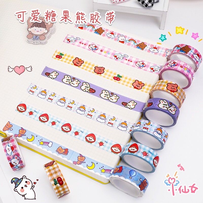 Băng Dán Washi Tape Dễ Thương Trang Trí Sổ Tay, Tập Vở, Decor Bàn Học...Ins Giasico