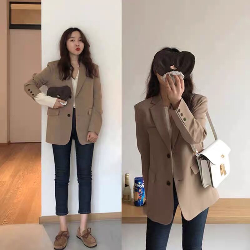Sẵn Kaki-S,L(Hàng dày Đẹp)Áo blazer thời trang xuân thu Hàn Quốc-Ảnh thật 4 hình cuối