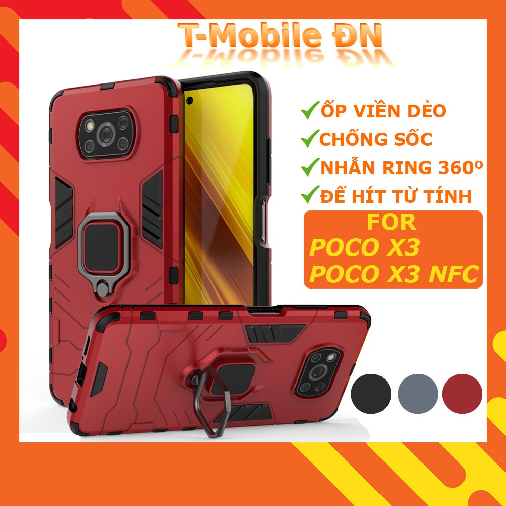 Ốp lưng Xiaomi Poco X3 NFC X3 Pro 🔥 𝐅𝐑𝐄𝐄 𝐒𝐇𝐈𝐏 🔥 Ốp iRON MAN IRING Nhựa PC cứng viền dẻo chống sốc cho Poco X3 Pro NFC
