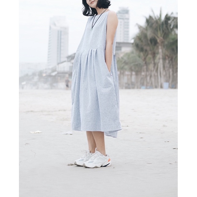 Nami Dress - Váy sát nách dáng rộng vải linen tưng premium cao cấp hàng thiết kế by CALM