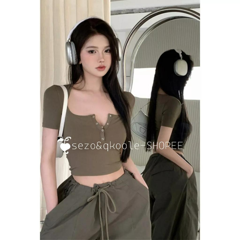 qkoole Áo Thun Lửng Ngắn Tay Thời Trang Dành Cho Nữ