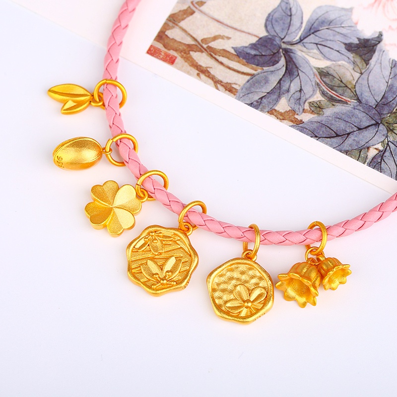 Phụ Kiện Việt Nam Phụ Kiện May Mắn Mặt Dây Chuyền Nụ Hoa Cỏ Bốn Lá Màu Vàng Cát Không Gây Dị Ứng Cao Không Gây Dị Ứng Phụ Kiện Vòng Tay Chống Trượt Tự Làm