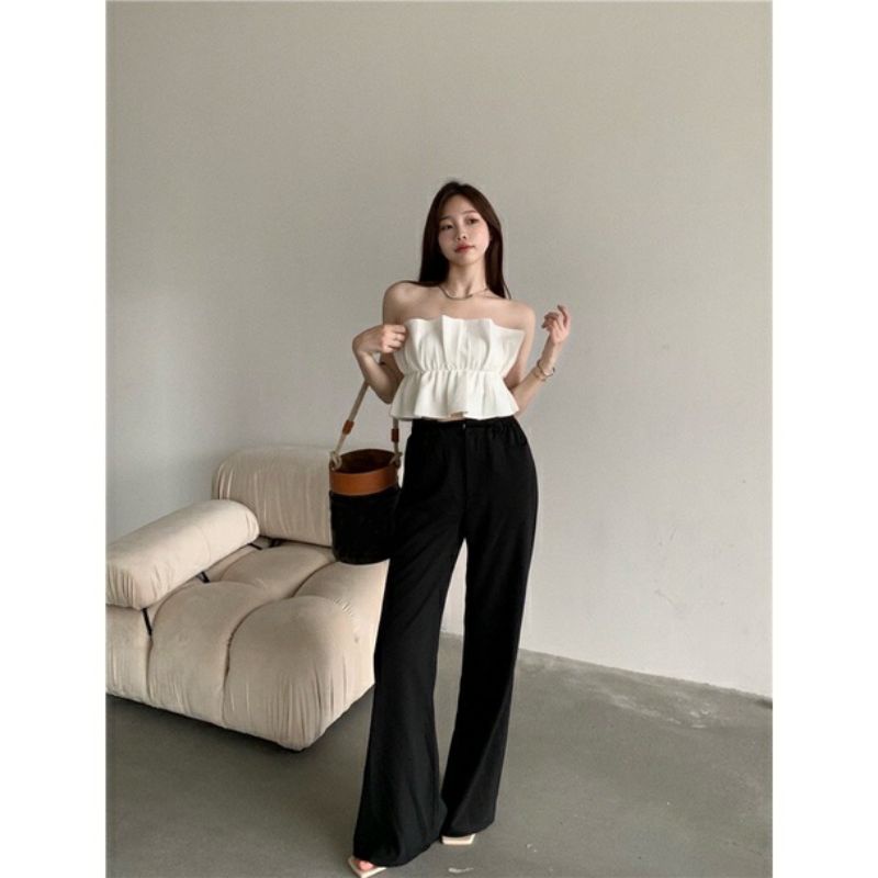 Áo ống nếp gấp có dây kéo sau phong cách - BB | BigBuy360 - bigbuy360.vn