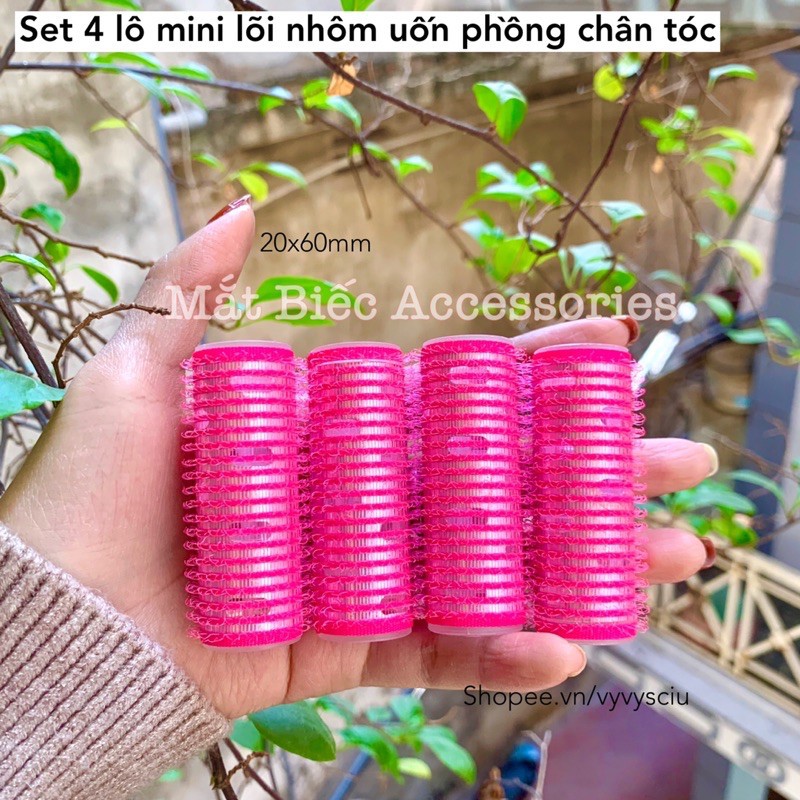 Set 4 lô mini lõi nhôm tự dính 20x60mm uốn phồng chân tóc phong cách Hàn quốc 95