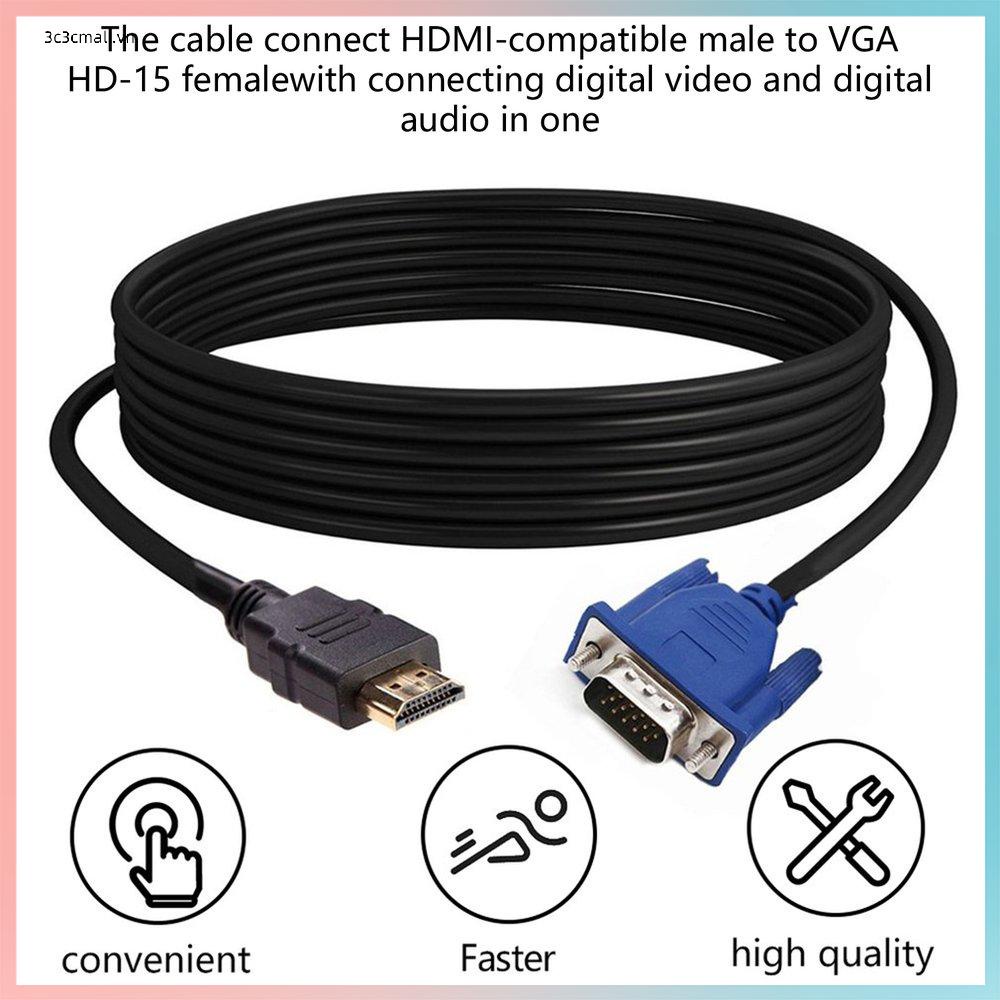 ✨chất lượng cao✨HDMI-compatible To VGA Converter Cable For PC Laptop High Resolution Adapter