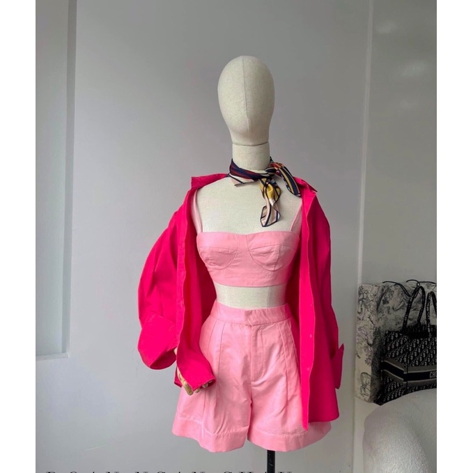 Áo sơ mi nữ hồng sen dài tay đũi lụa tơ đi làm công sở văn phòng đi chơi đi học không nhăn