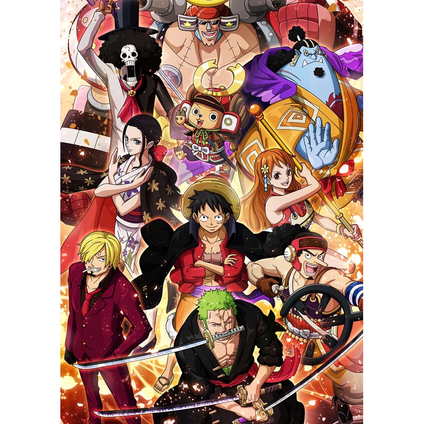 Bộ Tranh Vải Canvas Vẽ Tay DIY Hình Anime One Piece Nhật Bản