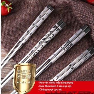 (Set 5 Đôi) Đũa Inox 304 Cao Cấp Hàn Quốc hàng chuẩn bao đẹp chất lượng tiêu chuẩn quốc tế.
