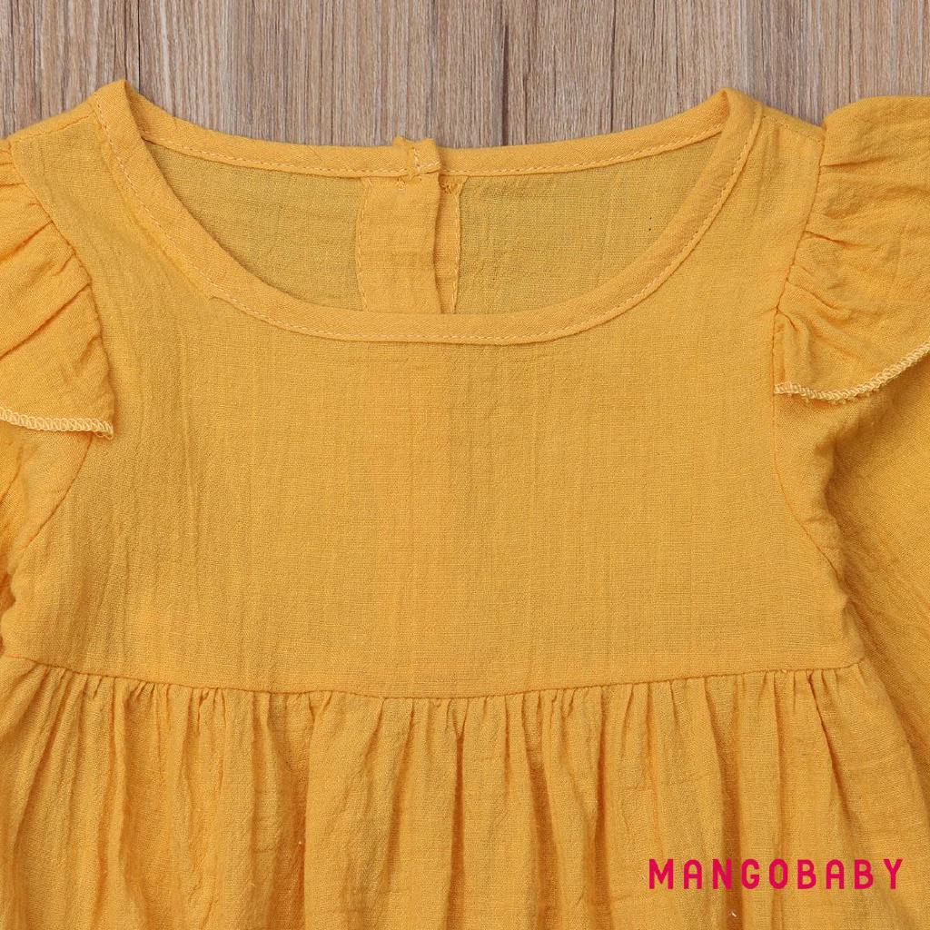 8vb-bộ áo liền quần dài tay cho bé gái mới biết đi Ruffle Body Trang phục