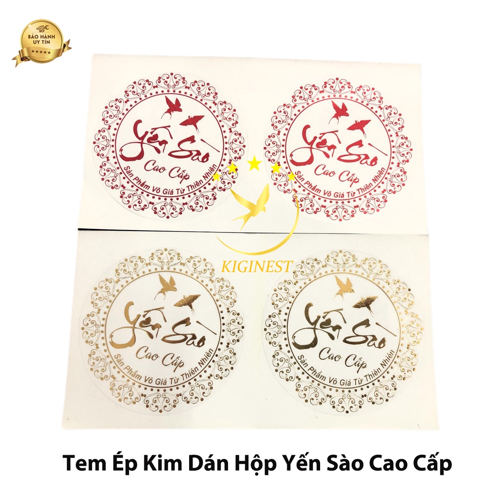 COMBO 50 Tem Nhãn Ép Kim Dán Hộp Yến Sào Cao Cấp-GIÁ ƯU ĐÃI