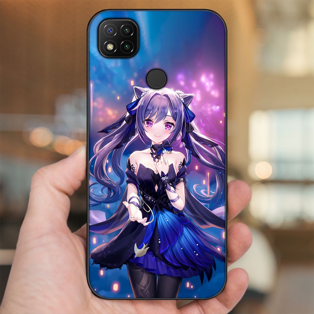 Ốp lưng Xiaomi Redmi 9C viền đen in hình Keqing Genshin Impact