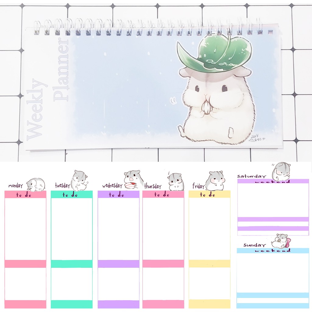 Sổ kế hoạch tuần hamster pheobe hoạt hình WPI13 Weekly Planner 52 trang