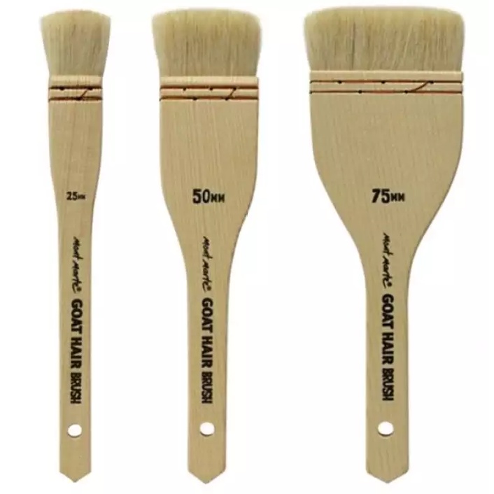 Bộ 3 Cọ Bản Lông Dê Mont Marte - Studio Goat Hair Brush Set 3pce - BMHS1003