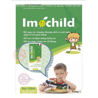 Siro Imochild - hỗ trợ tăng cường sức đề kháng cho trẻ, giúp trẻ ăn ngon hơn