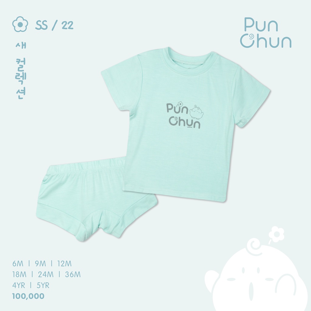 [PUNCHUN] Bộ quần áo cộc Punchun xanh ngọc cho bé đủ size