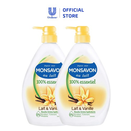 [Mã COSUI5 giảm 8% đơn 150K] Combo 2 Sữa tắm chiết xuất sữa và hoa vani Monsavon (1000ml x2)