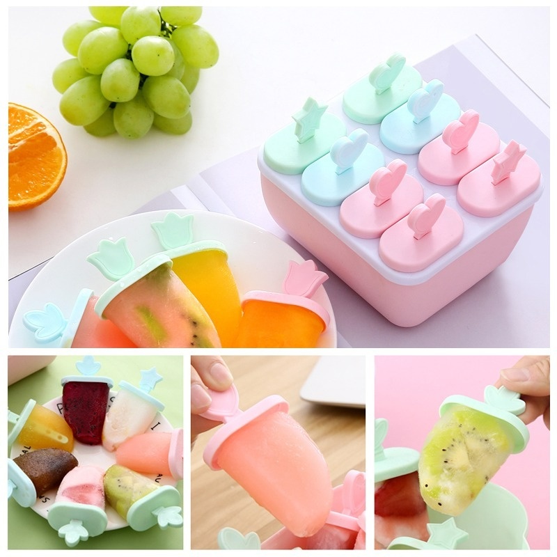 Khuôn Làm Kem Que 8 Ngăn DIY Tiện Lợi