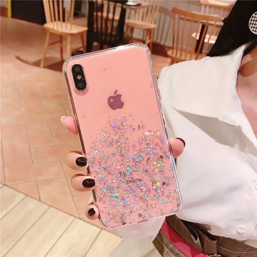 Ốp điện thoại mềm trong suốt phối kim tuyến lấp lánh xinh xắn cho iPhone 6 6s 7 8 Plus X XS max XR 11 Pro Max | BigBuy360 - bigbuy360.vn
